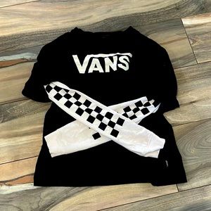 Vans black and white with black checkered spots long sleeve shirt!